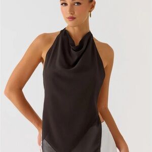peppermayo altego layered backless top - cool chocolate size 2